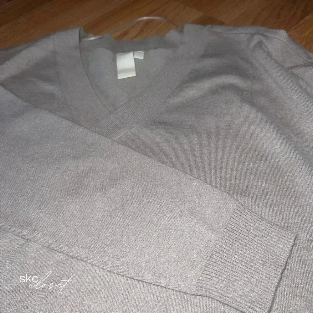 ADY P Women's Taupe Long-Sleeve, V-Neck, Fanny Sweater, L - Picture 13 of 14